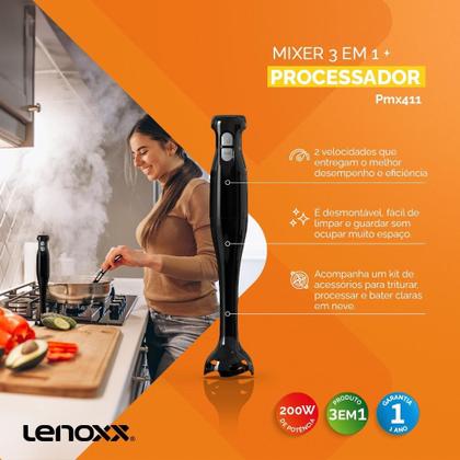 Imagem de Mixer Power 3 em 1 Turbo Processador Lenoxx Pmx411 60hz 200w