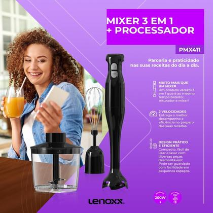 Imagem de Mixer Power 3 em 1 Turbo Processador Lenoxx Pmx411 60hz 200w