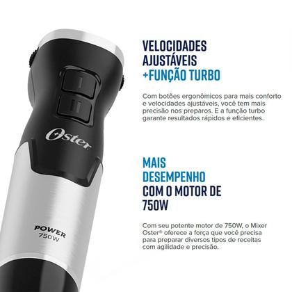 Imagem de Mixer Power Black Inox 750W OMIX370 - Oster
