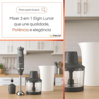 Imagem de Mixer Power Inox 3 Em 1 Elgin Lunar 600w Original Batedor Processador 127v ou 220v