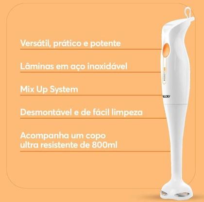 Imagem de Mixer Shaker Blender Mallory Branco 200W Com Copo Dosador 800ml