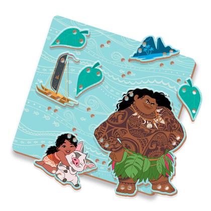 Imagem de Moana Disney Brinquedo Educativo Alinhavos Montessori Com 16 Peças Para Coordenação Motora