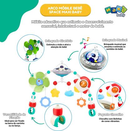 Imagem de Móbile Bebê Arco Para Carrinho e Berço Space - Maxi Baby
