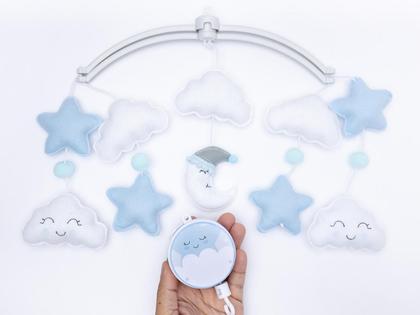 Imagem de Mobile Berço Bebê Musical e giratório bebe Berço Azul bebe