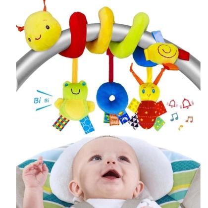 Imagem de Móbile Centopeia Espiral Bebe Carrinho Com Chocalho Diversao Cor Amarelo