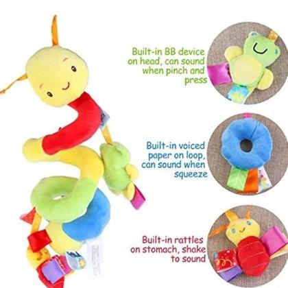 Imagem de Móbile Centopeia Espiral Bebe Carrinho Com Chocalho Diversao Cor Amarelo