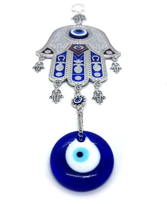 Imagem de Móbile Mão Hamsá Olho Grego Proteção Familiar Sofisticação