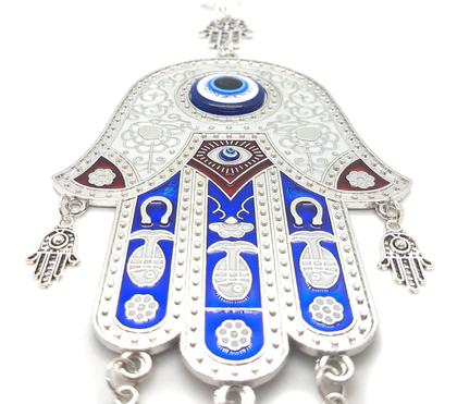 Imagem de Móbile Mão Hamsá Olho Grego Proteção Familiar Sofisticação