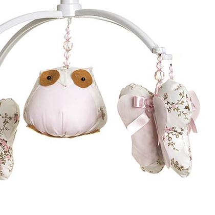Imagem de Móbile Musical Coruja Rosa E Borboletas Quarto Bebê Menina