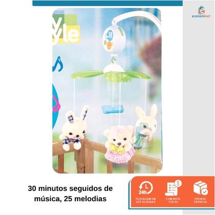 Imagem de Mobile Musical Eletrônico Plush Berço Carrinho Brinquedo Infantil Ursinhos