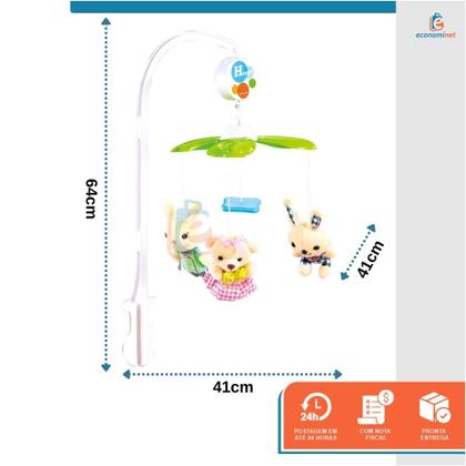 Imagem de Mobile Musical Eletrônico Plush Berço Carrinho Brinquedo Infantil Ursinhos