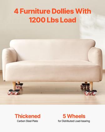 Imagem de Mobiliário Dolly VEVOR Carga máxima 544,31 kg com 5 rodas