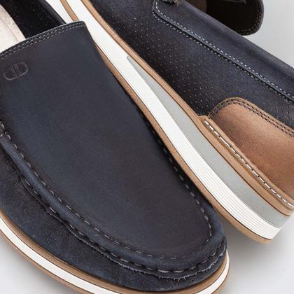 Imagem de Mocassim Democrata Masculino Couro Denim Flow Casual Macio