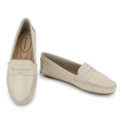 Imagem de Mocassim Feminino Conforto Couro Branco Drive Macio casual Granado