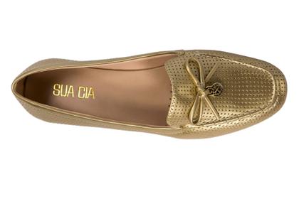 Imagem de Mocassim Feminino Napa Metalizado Dourado - Cód 8263