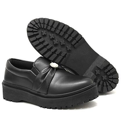 Imagem de Mocassim Feminino Oxford Sola Alta Detalhe de Pedrinha
