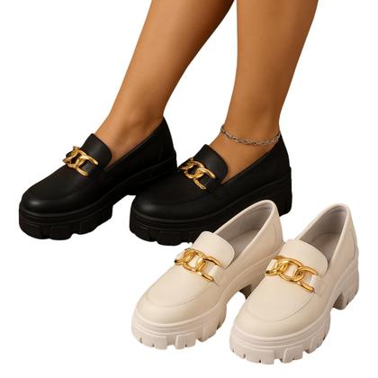 Imagem de Mocassim Feminino Tratorado material sintético Corrente Dourada Confortável