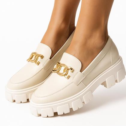 Imagem de Mocassim Feminino Tratorado material sintético Corrente Dourada Confortável