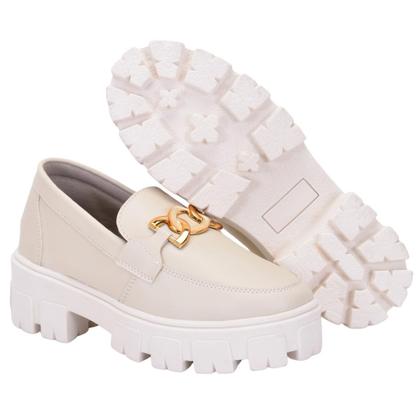Imagem de Mocassim Feminino Tratorado material sintético Corrente Dourada Confortável