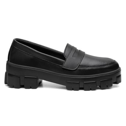 Imagem de Mocassim Feminino Tratorado Preto tiras autocolantes 