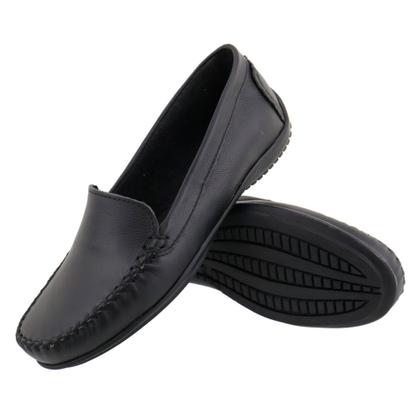 Imagem de Mocassim Ketter Boots Feminino Couro Conforto Casual Sapato Costura Manual Preto