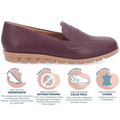 Imagem de Mocassim Loafer Feminino Couro Usaflex Baixo Confort