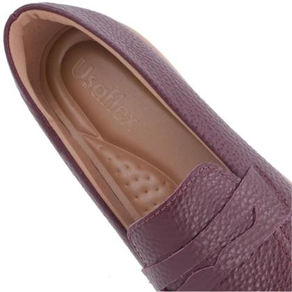 Imagem de Mocassim Loafer Feminino Couro Usaflex Baixo Confort