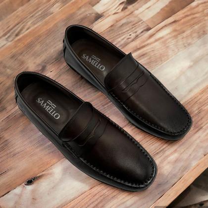 Mocassim Samello Drive Nico Couro Absolut Sapato Slip On Marrom