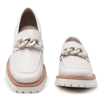 Imagem de Mocassim Sapato Feminino Plataforma Oxford Fivela Trançada