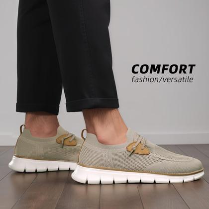 Imagem de Mocassins Casuais Wrezatro Mesh Masculino Khaki/Branco