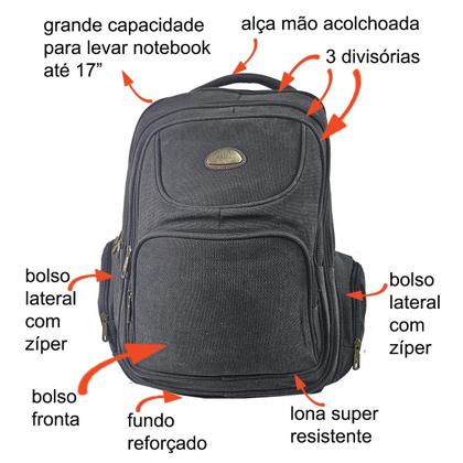Imagem de Mochila 20” Gomos de Massagem Lona Notebook 17 KV22018