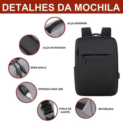 Imagem de Mochila À Prova D'água Viagem Antifurto Unissex De Grande Capacidade Com Carregamento USB