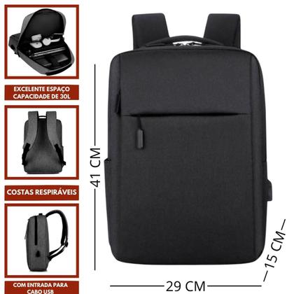 Imagem de Mochila À Prova D'água Viagem Antifurto Unissex De Grande Capacidade Com Carregamento USB