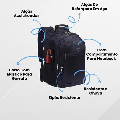 Imagem de Mochila Alça Reforçada Masculina Impermeável Faculdade