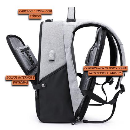 Imagem de Mochila Antifurto Impermeável Premium com Cadeado de Código e Trava para Notebooks de Até 15.6 Polegadas