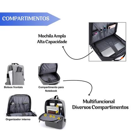 Imagem de Mochila Antifurto Resistente Masculina Feminina Com Carregamento USB - Cores