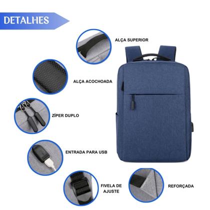 Imagem de Mochila Antifurto Resistente Unissex Com Carregamento USB Reforçada - Cores