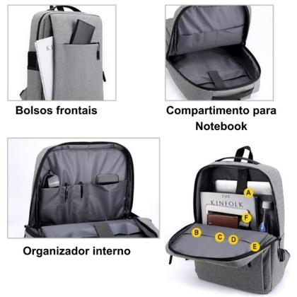 Imagem de Mochila Antifurto Viagem Impermeável Com Compartimento USB Resistente - Cores