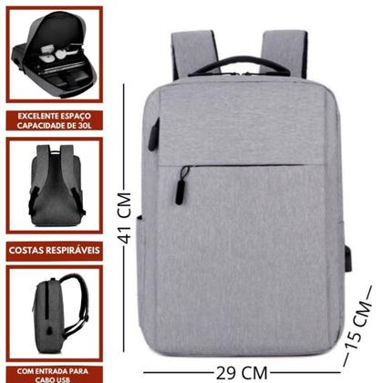 Imagem de Mochila Antifurto Viagem Impermeável Com Compartimento USB Resistente - Cores