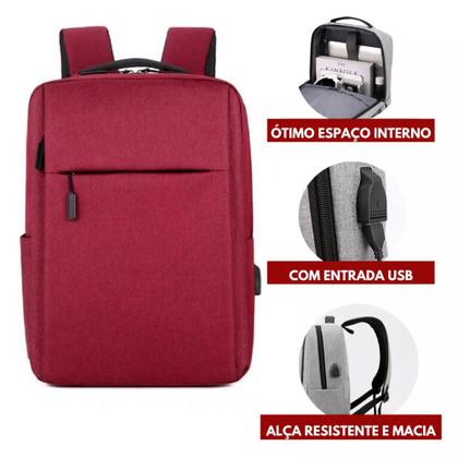 Imagem de Mochila Antifurto Viagem Impermeável Com Compartimento USB Resistente - Cores