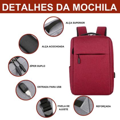 Imagem de Mochila Antifurto Viagem Impermeável Com Compartimento USB Resistente - Cores