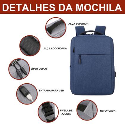 Imagem de Mochila Antifurto Viagem Impermeável Com Compartimento USB Resistente - Cores