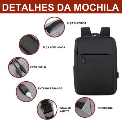 Imagem de Mochila Antifurto Viagem Impermeável Com Compartimento USB Resistente - Cores
