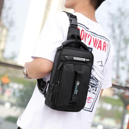 Imagem de Mochila Bag Bolsa Masculina Transversal Ombro Pochete Usb