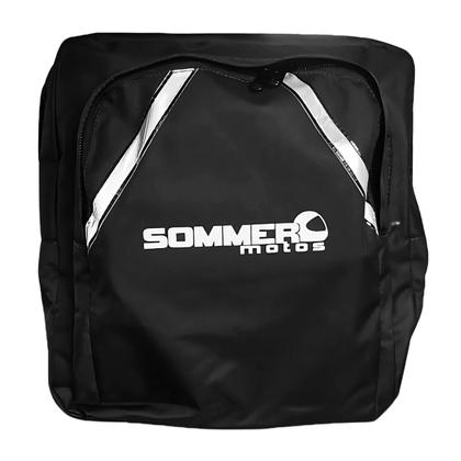 Imagem de Mochila Bag Motoboy Nylon Preta C/ Fita Refletiva Tamanho Médio 51x36 cm Sommer