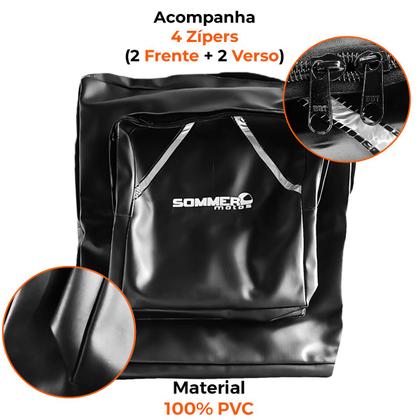 Imagem de Mochila Bag Motoboy PVC Preta C/ Fita Refletiva Tamanho EGG Sommer