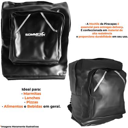 Imagem de Mochila Bag Motoboy PVC Preta C/ Fita Refletiva Tamanho EGG Sommer