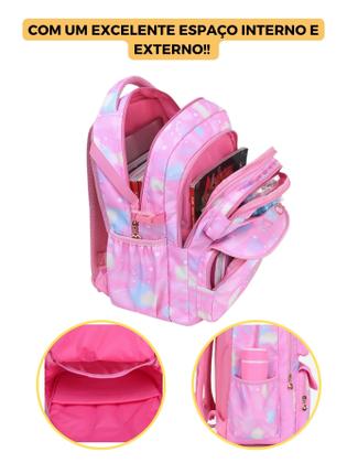 Imagem de Mochila Bolsa Costas Feminina Menina Princesa Luxo Kawaii