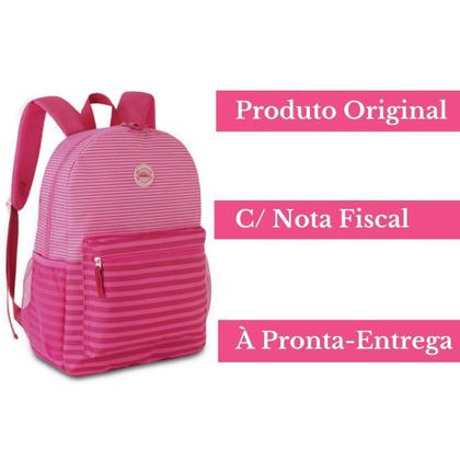 Imagem de Mochila Bolsa Costas Listras Listrada Feminina Style Juvenil - Reforçada Resistente - Clio