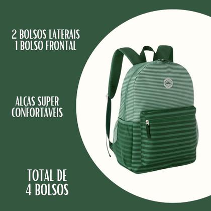 Imagem de Mochila Bolsa Costas Listras Listrada Feminina Style Juvenil - Reforçada Resistente - Clio